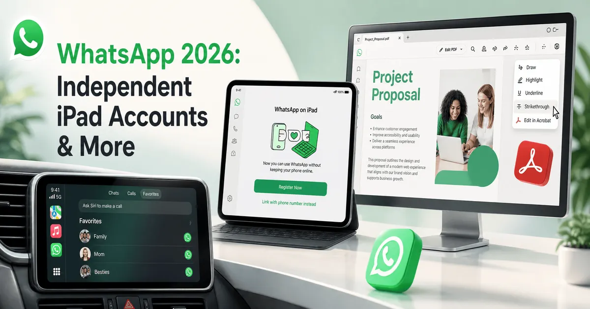WhatsApp Update: iPad Sign-Ups, CarPlay, and PDF Editing Explained